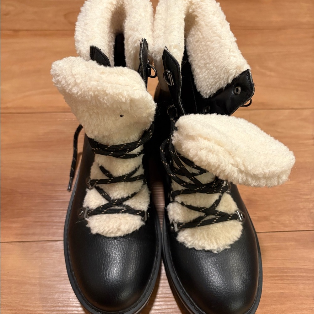 Tommy Hilfiger Black and Cream Winter Boots